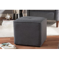 Baxton Studio 1709-Gray Corinne Modern and Contemporary Dark Grey Fabric Upholstered Ottoman